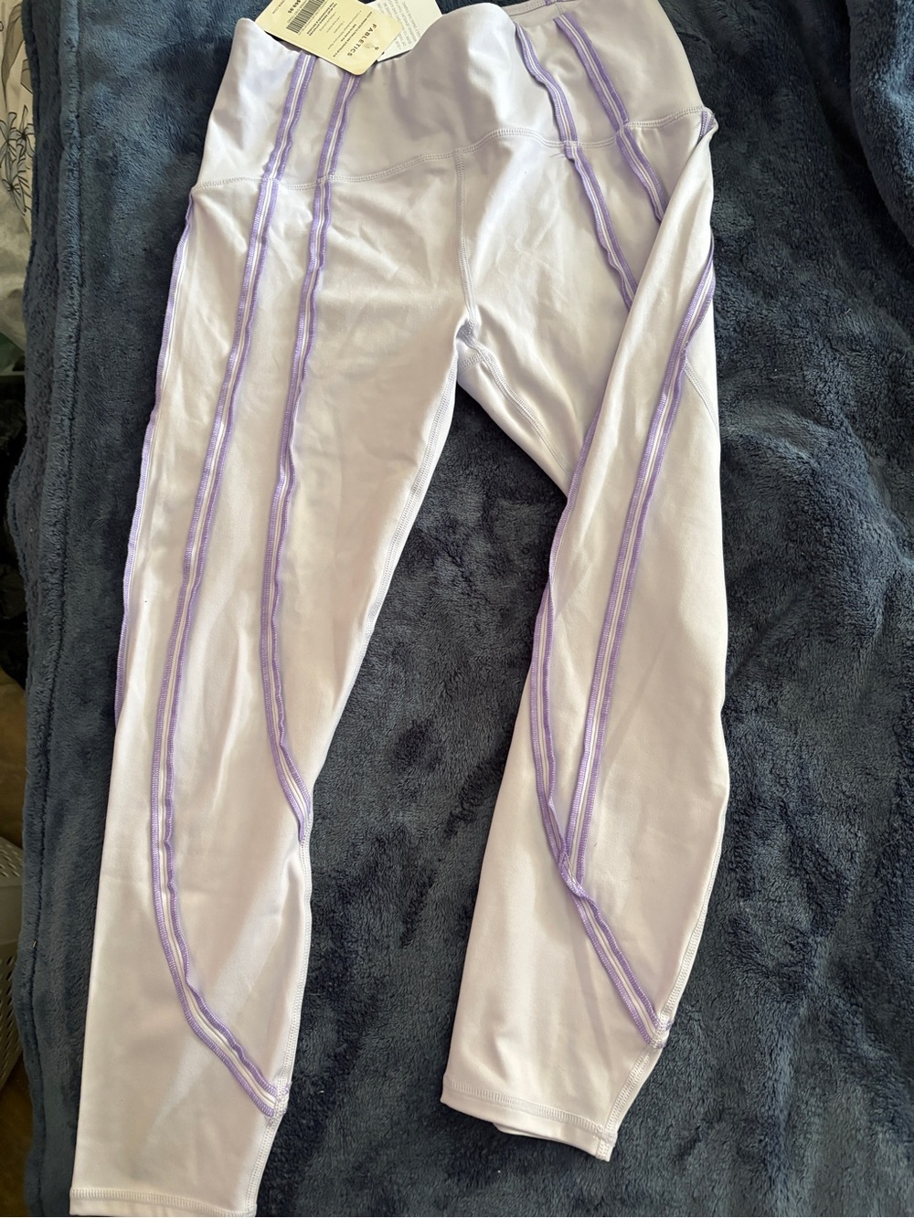Fabletics Light Lavender Leggings with Lilac Stitching
